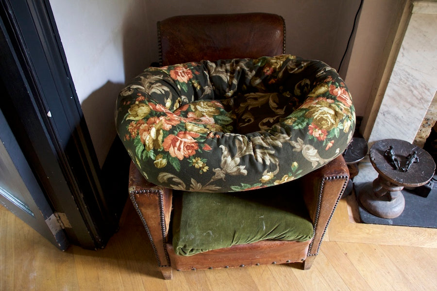 Brown Floral Dog Bed