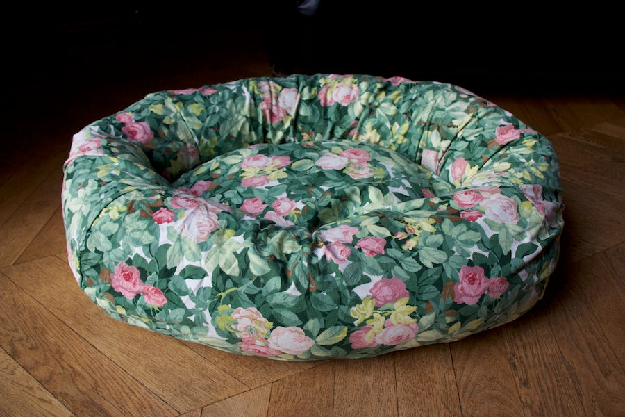 green floral dog bed small size