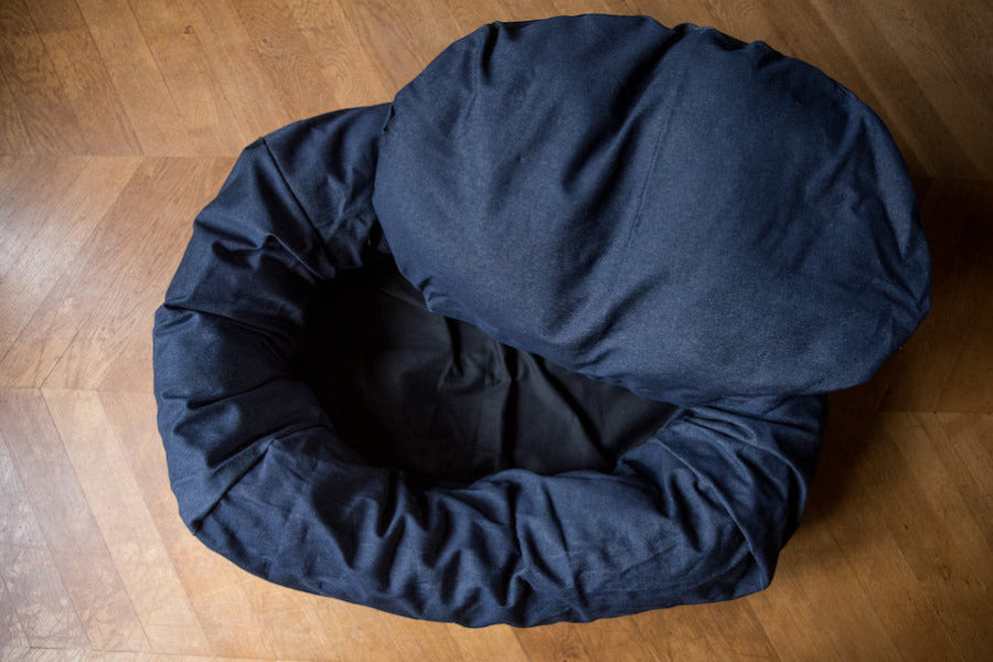 dog bed with removable denim cover