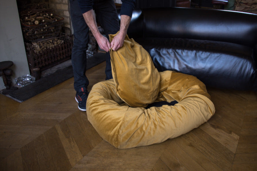 dog bed with removable washable velvet covers