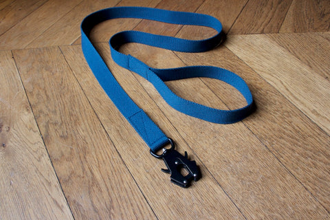 blue dog lead with comfy handle and reliable clip