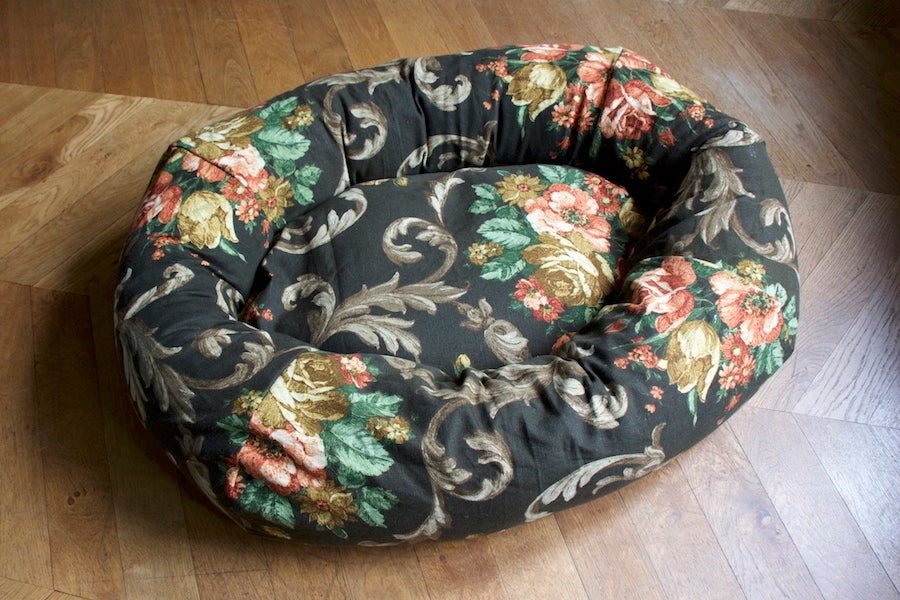Brown Floral Dog Bed