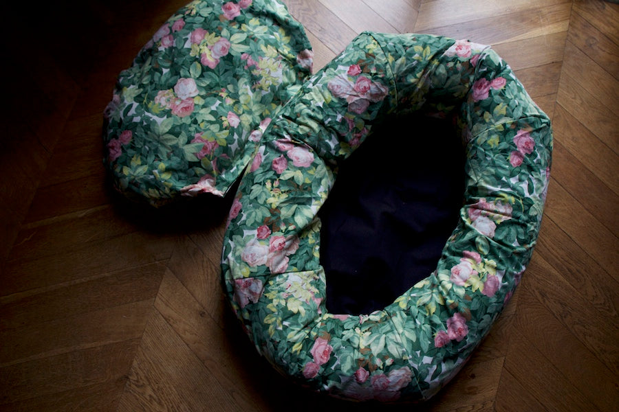 dog bed with floral removable covers