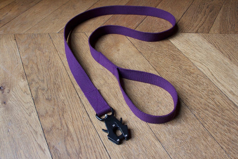 prple dog lead with comfy handle and reliable clip
